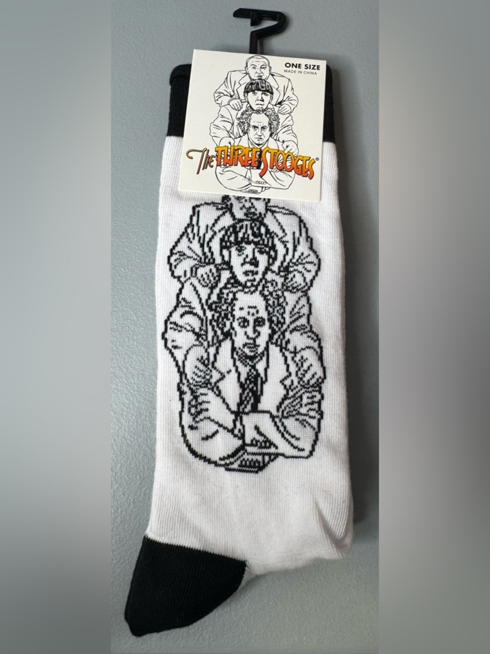 The three stooges White & Black Graphic Crew Socks graphic novelty socks unisex